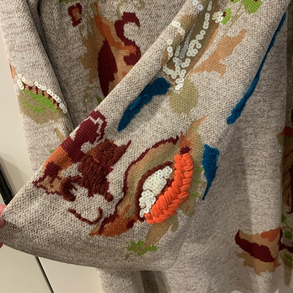 Anthropologie Knit and Knotted Embroidered Petals Swing Sweater Dress S - Picture 4 of 13